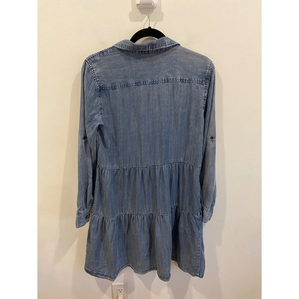 Velvet Heart Los Angeles Denim Tiered Shirt Dress Tunic Blue‎ XS